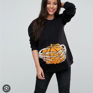ASOS Pumpkin black maternity sweatshirt crew neck sz 4